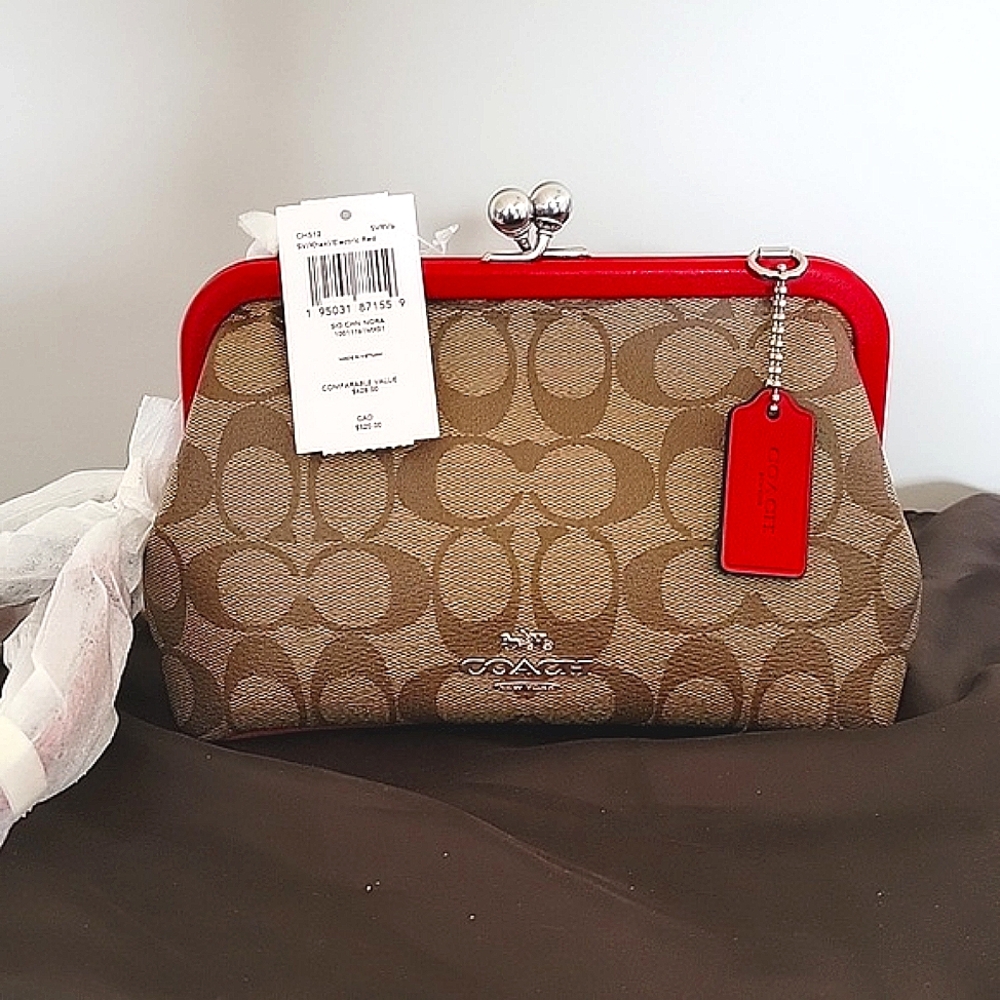 Coach Nora Kisslock Crossbody in Signature Canvas CH512
